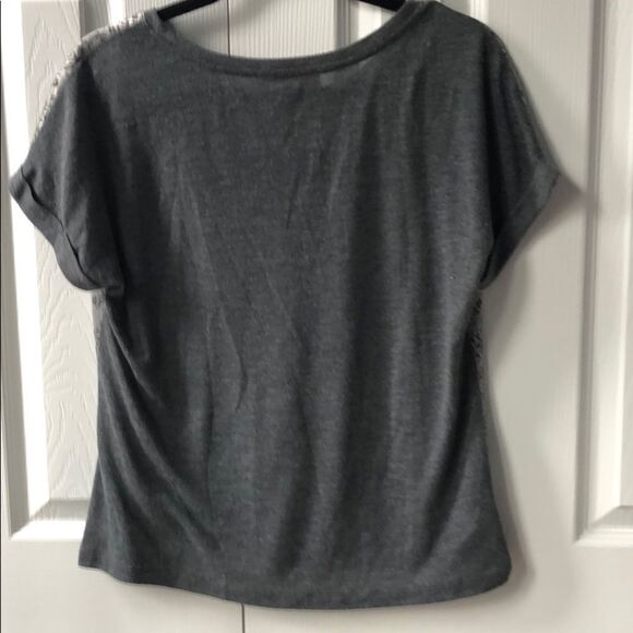 🍭6/$30 LOFT gray patterned print tee- S - Picture 5 of 5